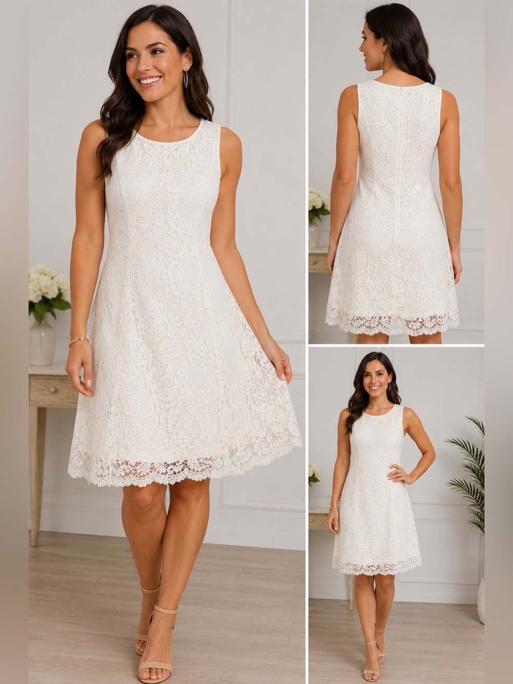 American Living White Lace Dress Womens 12 NWT Sleeveless Fit & Flare Cocktail